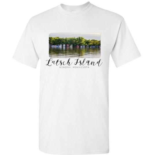 Latsch Island Boathouses Winona T-Shirt - Kari Yearous Photography